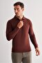 Camel Long Sleeve Zippered Collar Pocketless Slim Fit Knitwear 1012255150 - 3