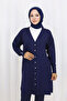 Patterned Long Mercerized Cardigan N3198 Navy Blue - 3