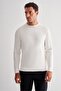 Ecru Long Sleeve Crew Neck Pocketless Slim Fit Knitwear 1012255151 - 4