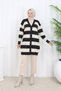 Striped Long Mercerized Cardigan N3217 Black