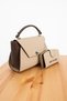 Polo of Colors Cream Brown Women's Bag Wallet Set with Lid and Long Shoulder Strap