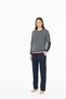Women's Anthracite Crew Neck Straight Leg Stripe Detailed Pajama Set C6T1N102