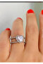 Adjustable Crystal Stone Heart Model Women's Steel Ring - 5