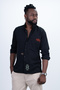 Embroidered Oversize Flowy Men's Shirt Black - 3