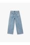 Cotton Relaxed Fit Staple Detail Wide Leg Denim Pants - 2