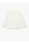 Bow Detailed Long Sleeve Crew Neck Blouse