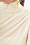 Drawstring Detailed Stand Collar Stone Sandy Blouse - 5