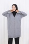 Stone Baklava Patterned Long Cardigan N3246 Gray - 3