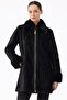 Zipper and Leather Detailed Fur Coat Black - 3