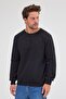 Men's Black Standard Fit Regular Cut Cotton Basic Crew Neck Sweatshirt - 3