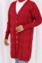 Patterned Long Mercerized Cardigan N3239 Red - 2