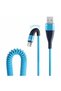 Spiral Data Transfer or Charging Cable Micro USB for Android Devices, 1.2m, Blue - 2