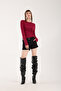 Women's Long Sleeve Fingerless Basic Bodysuit – Black, White, Burgundy, Navy Blue, Grey – S m L XL - 3
