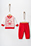 Baby Girl 3-6-9 Months Rabbit Printed Velvet Fabric Cuffed 2-Piece Top and Bottom Set Made from Own Fabric