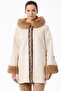 Snake Skin Garnished Double Suede Fur Coat Ecru - 3