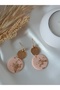 Beige Women's Earrings Dangle Gold Detail Women's Earrings - 8