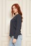 Smoked 100% Organic Cotton V-Neck Soft Textured Regular Fit Comfortable Cut Long Sleeve Combed Cotton T-Shirt - 5