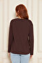 Brown 100% Organic Cotton V-Neck Soft Textured Regular Fit Comfortable Cut Long Sleeve Combed Cotton T-Shirt - 4