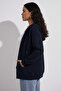 Unisex Navy Blue Zipper Hooded Sweatshirt - 3