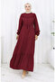 Ruffled Belted Dress 2159-03 Burgundy