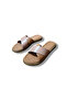 Women's Pink Brown Genuine Leather Cross Strap Slippers - 8