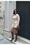 Premium Design Belted Trench Coat Jumpsuit with Shorts - 2