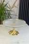 Gold Detailed Glass Presentation Plate & Pedestal Cake Cookie Stand (28 cm) - 3