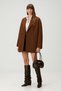 W1-98064 Women's Short Cashmere Coat with Buttons, Brown - 3