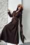 Women's Two-Piece Suit Stylish Button Detail Stand Collar Blazer Jacket Long Bell Skirt Set