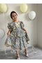 Girl's Yellow Floral Vintage Children's Organic Dress, Flared Skirt Puffy Special Cotton Dress+ Buckle - 7