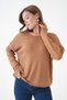 Women's Wide Collar Oversize Brown Knit Sweater 6933 - 8