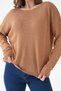 Women's Wide Collar Oversize Brown Knit Sweater 6933 - 5