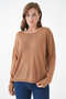 Women's Wide Collar Oversize Brown Knit Sweater 6933 - 4