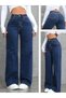 Melody Women's Navy Blue Jeans Palazzo Wide Leg Casual High Waist Denim Jeans Trousers