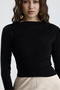 Women's Sandy Fabric Cross Drawstring Detailed Long Sleeve Blouse - 2
