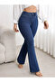 Melody Women's Navy Blue Jeans Flare Spanish Leg High Waist Denim Jeans Pants - 4