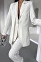 Women's Two-Piece Top and Bottom Set Stylish Double-Layer Buttoned Blazer Jacket Wide-Leg Pants Set - 6