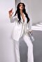 Women's Two-Piece Top and Bottom Set Stylish Double-Layer Buttoned Blazer Jacket Wide-Leg Pants Set - 4