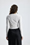 Women's Sandy Fabric Cross Drawstring Detailed Long Sleeve Blouse - 7
