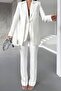 Women's Two-Piece Top and Bottom Set Stylish Double-Layer Buttoned Blazer Jacket Wide-Leg Pants Set - 7