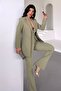 Women's Two-Piece Top and Bottom Set Stylish Double-Layer Buttoned Blazer Jacket Wide-Leg Pants Set - 2