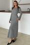Knitted Dress with Accessories on the Front Gray 9367-E - 3