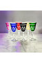 Colorful Cut Crystal Glass Set of 6 Glasses