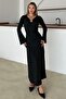 Knitted Dress with Accessories on the Front Anthracite 9367-E