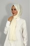 Bamboo Kraş Solid Color Shawl Ecru - 4