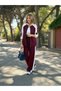 Women's Stand Collar Striped Detail Cardigan And Wide-Leg Pants Two-Piece Set - 3