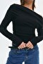 Black Women's Off Shoulder Long Sleeve Blouse Mg2567 - 5