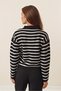 Women's Polo Neck Patterned Trendy Stylish Striped Knitwear Sweater Black/White - 6