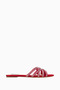 Samara Red Satin, Stylish Handmade Slippers with Crystal Stones