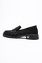 Women's Suede Loafer Platinum Buckle Black Viva - 4